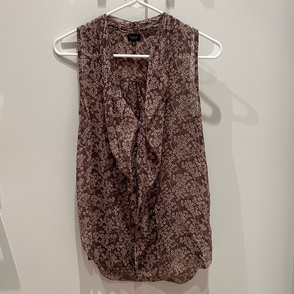 Babaton Brown Floral Blouse 100% Silk